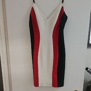 Jump Colorblock Mini Dress in Red, White, and Black